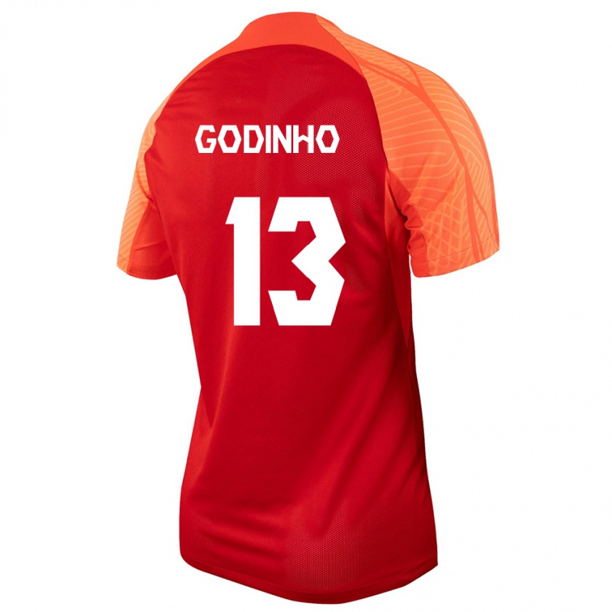 キッズフットボールカナダマーカス・ゴディーニョ#13オレンジホームシャツ24-26ジャージーユニフォーム