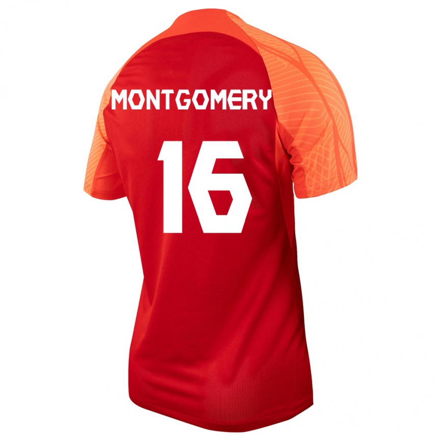 キッズフットボールカナダカラム・モンゴメリー#16オレンジホームシャツ24-26ジャージーユニフォーム