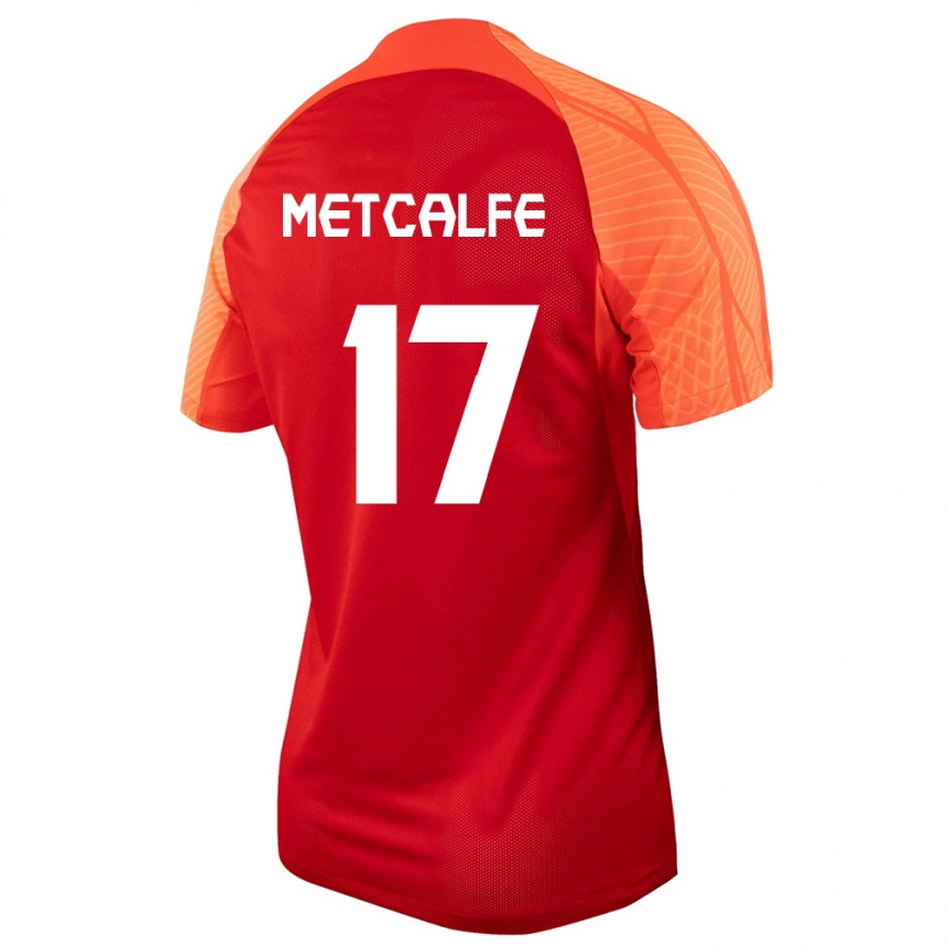 キッズフットボールカナダパトリック・メトカーフ#17オレンジホームシャツ24-26ジャージーユニフォーム