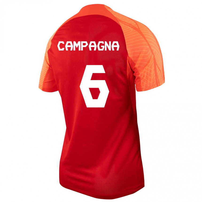 キッズフットボールカナダマッテオ・カンパーニャ#6オレンジホームシャツ24-26ジャージーユニフォーム