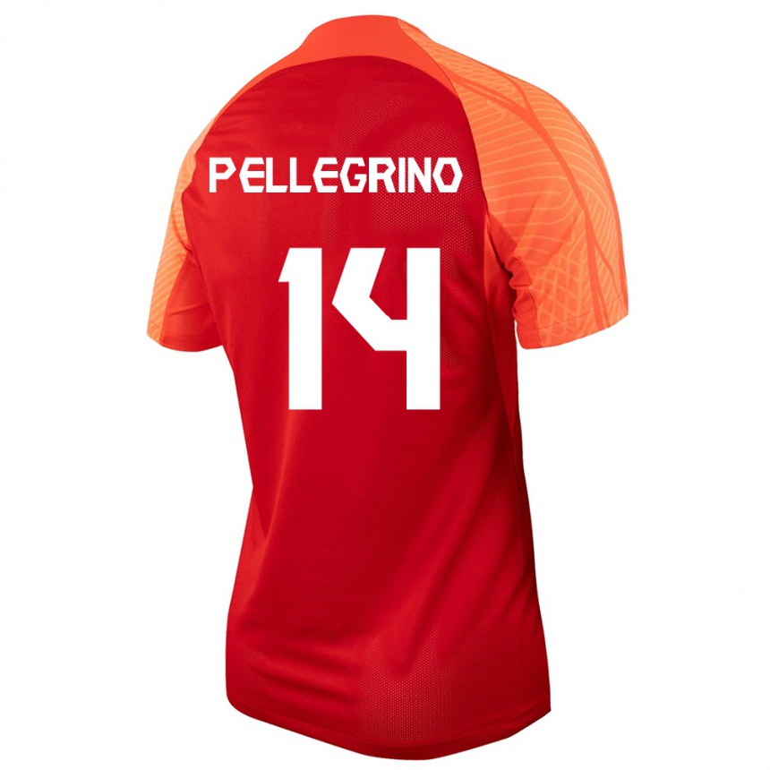 キッズフットボールカナダガブリエル・ペレグリーノ#14オレンジホームシャツ24-26ジャージーユニフォーム