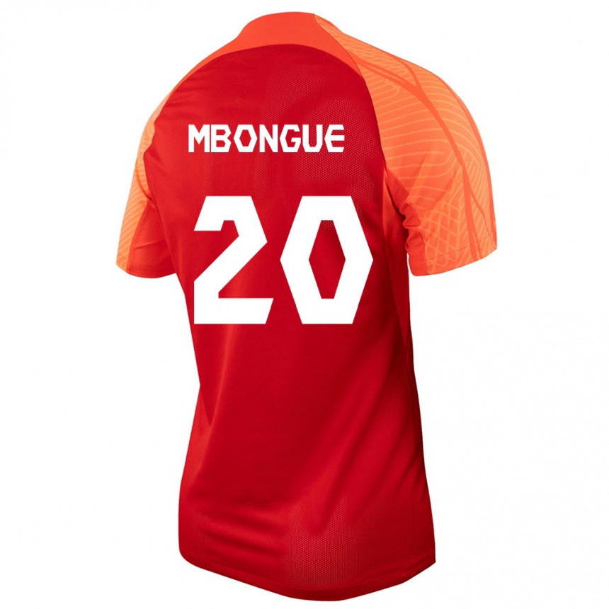 キッズフットボールカナダヒューゴ・ムボンゲ#20オレンジホームシャツ24-26ジャージーユニフォーム