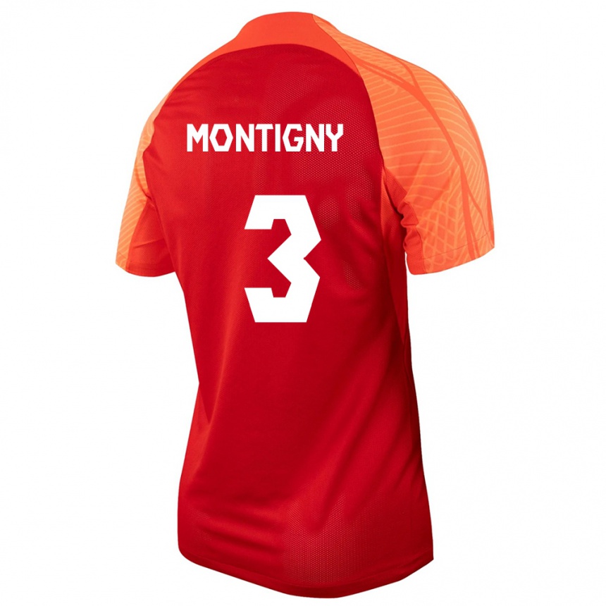 キッズフットボールカナダガエル・デ・モンチニー#3オレンジホームシャツ24-26ジャージーユニフォーム