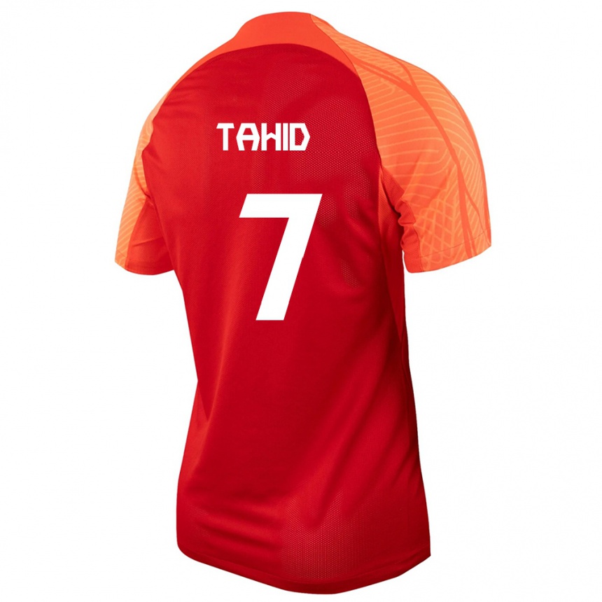 キッズフットボールカナダTaryck Tahid#7オレンジホームシャツ24-26ジャージーユニフォーム