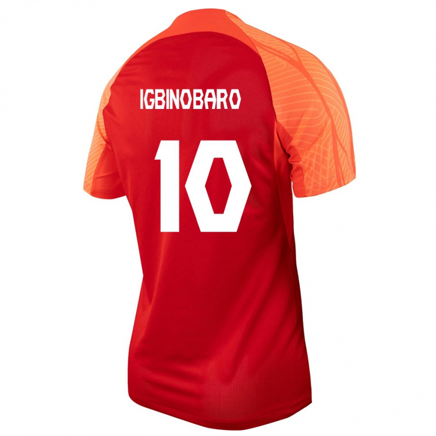 キッズフットボールカナダフィリップ・オサヤメン・イグビノバロ#10オレンジホームシャツ24-26ジャージーユニフォーム