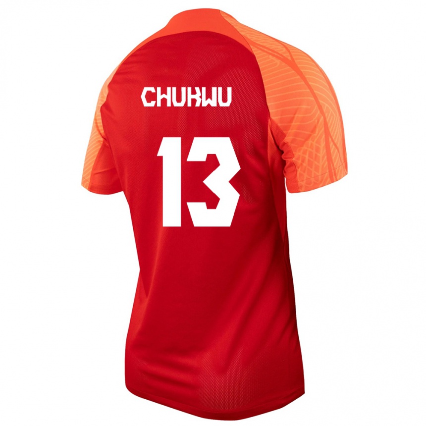 キッズフットボールカナダRichard Chukwu#13オレンジホームシャツ24-26ジャージーユニフォーム