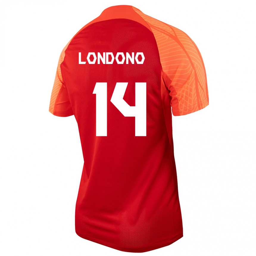 キッズフットボールカナダTyler Londono#14オレンジホームシャツ24-26ジャージーユニフォーム