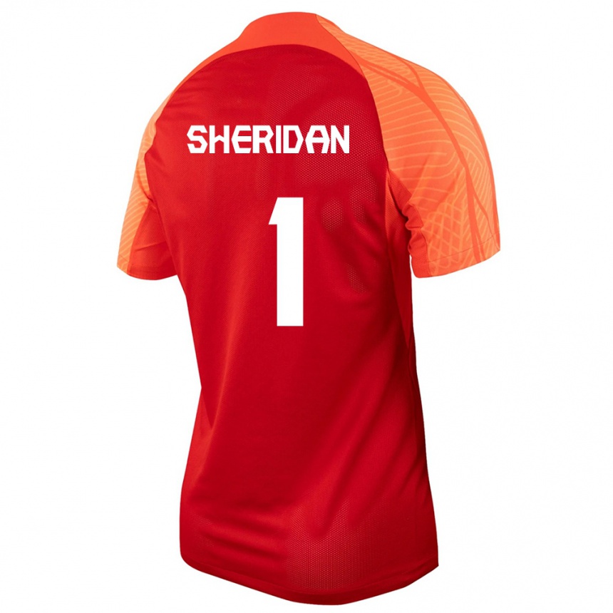 キッズフットボールカナダケーレン・シェリダン#1オレンジホームシャツ24-26ジャージーユニフォーム
