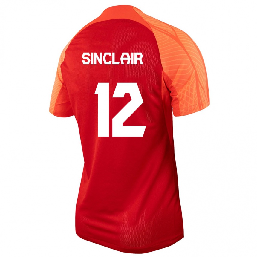 キッズフットボールカナダクリスティン・シンクレア#12オレンジホームシャツ24-26ジャージーユニフォーム