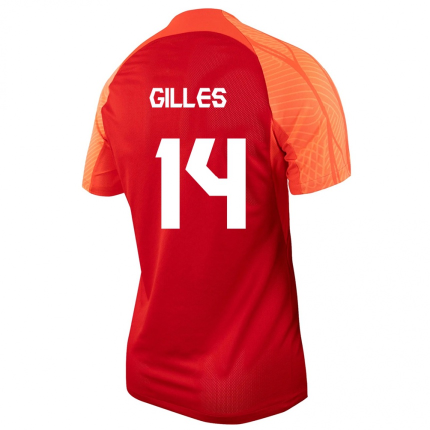 キッズフットボールカナダバネッサ・ギレス#14オレンジホームシャツ24-26ジャージーユニフォーム