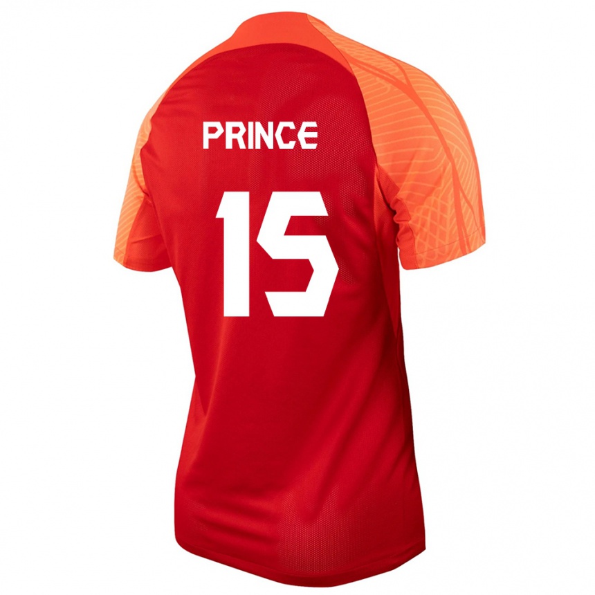 キッズフットボールカナダニシェル・プリンス#15オレンジホームシャツ24-26ジャージーユニフォーム