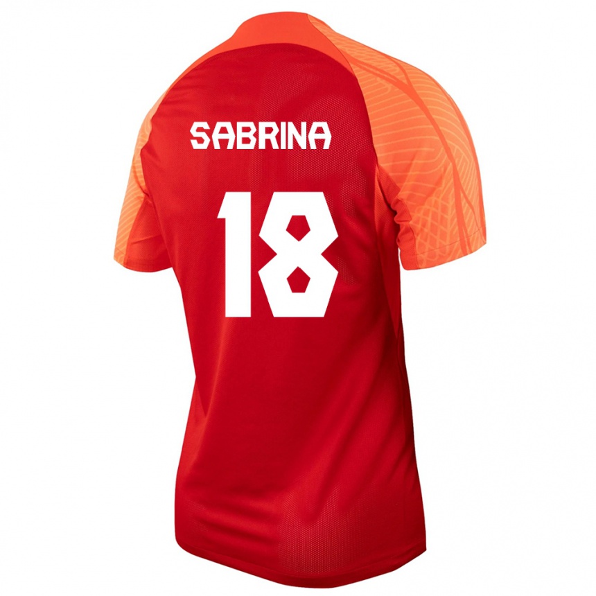キッズフットボールカナダサブリナ・ダンジェロ#18オレンジホームシャツ24-26ジャージーユニフォーム