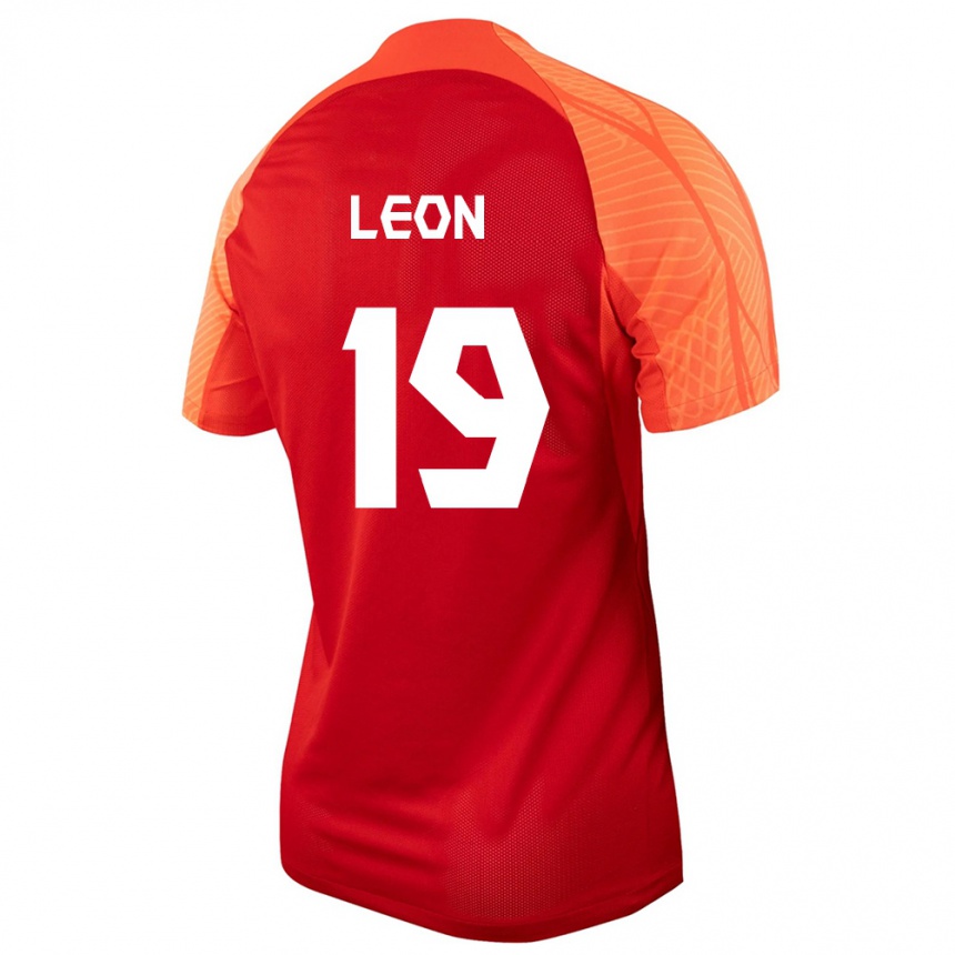 キッズフットボールカナダアドリアナ・レオン#19オレンジホームシャツ24-26ジャージーユニフォーム