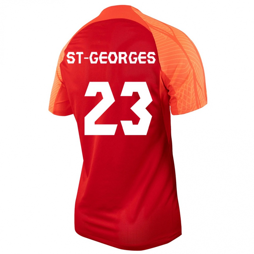 キッズフットボールカナダビアンカ・セント・ジョージズ#23オレンジホームシャツ24-26ジャージーユニフォーム