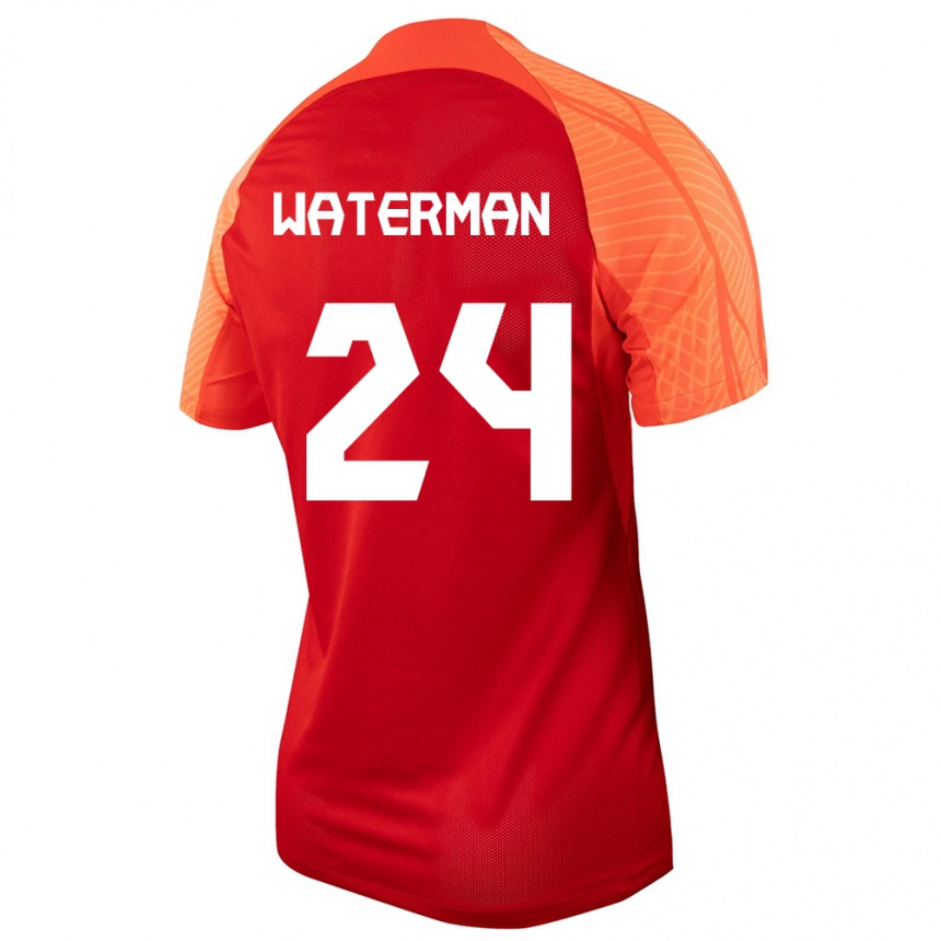キッズフットボールカナダジョエル・ウォーターマン #24オレンジホームシャツ24-26ジャージーユニフォーム