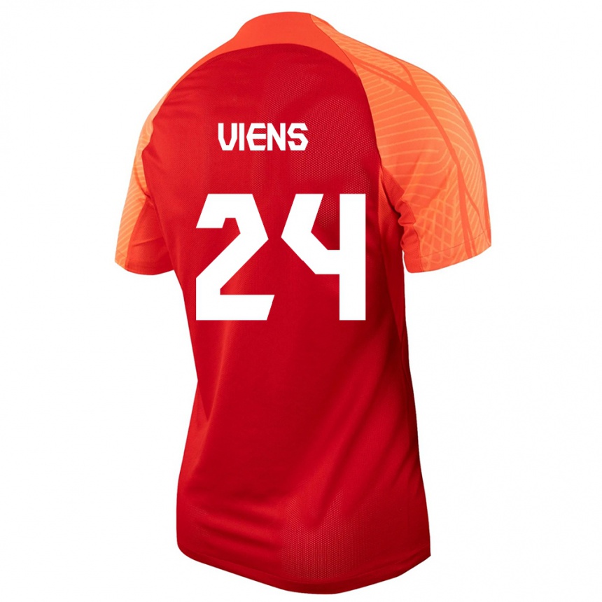 キッズフットボールカナダエーブリヌ・ビアン#24オレンジホームシャツ24-26ジャージーユニフォーム