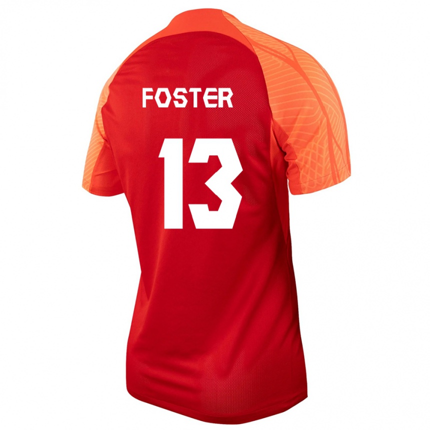 キッズフットボールカナダライリー・フォスター#13オレンジホームシャツ24-26ジャージーユニフォーム