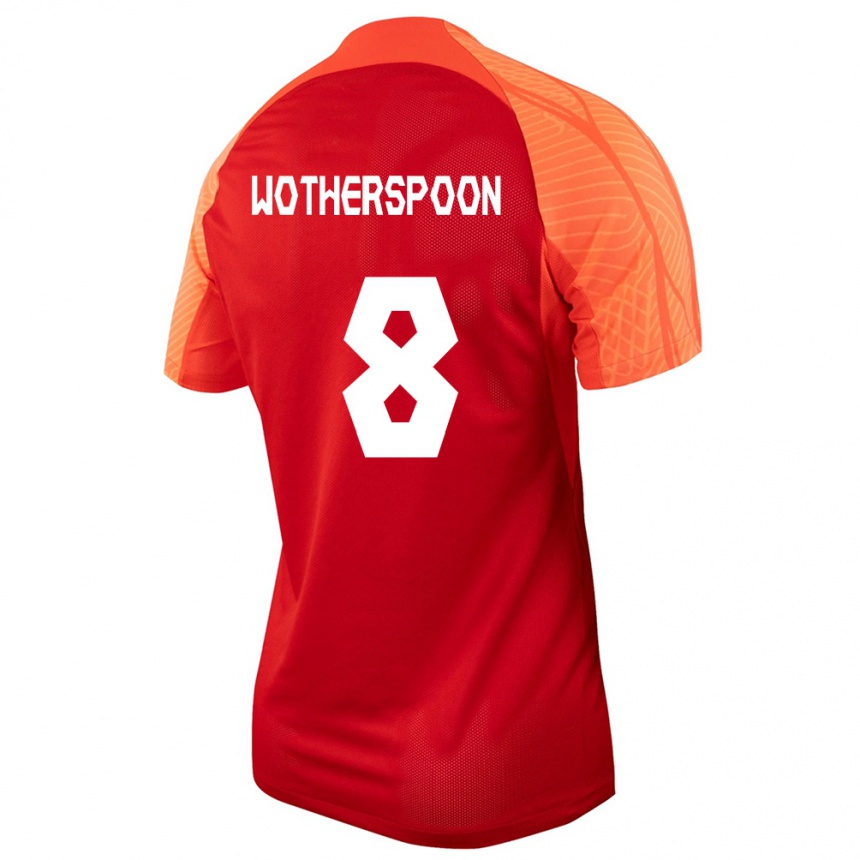 キッズフットボールカナダデヴィッド・ウォザースプーン#8オレンジホームシャツ24-26ジャージーユニフォーム