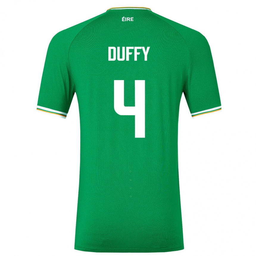 キッズフットボールアイルランド島シェイン・ダフィー#4緑ホームシャツ24-26ジャージーユニフォーム