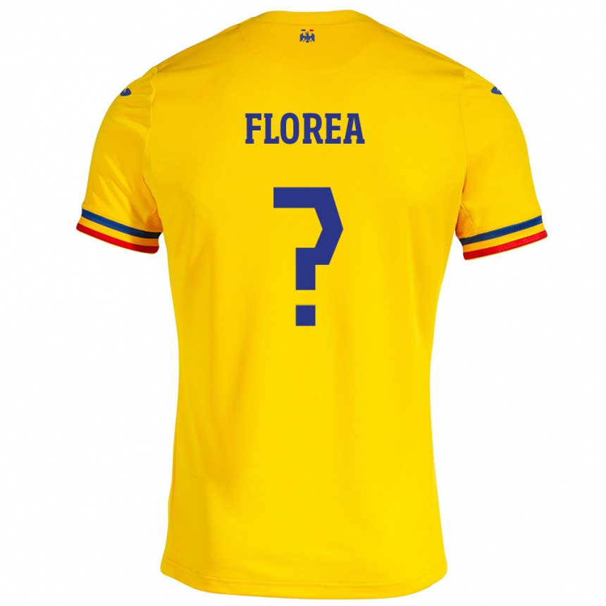 キッズフットボールルーマニアAndrei Florea#8イエローホームシャツ24-26ジャージーユニフォーム