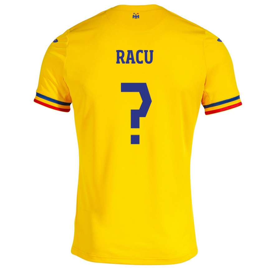 キッズフットボールルーマニアAndrei Racu#0イエローホームシャツ24-26ジャージーユニフォーム