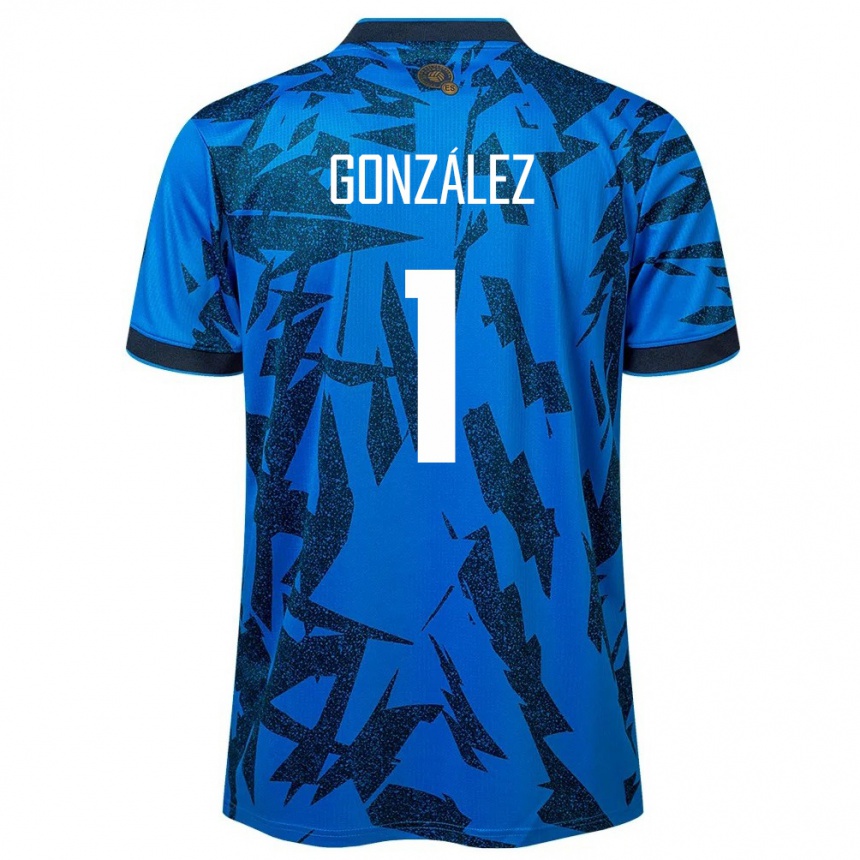 キッズフットボールエルサルバドルマリオ・ゴンサレス#1青ホームシャツ24-26ジャージーユニフォーム