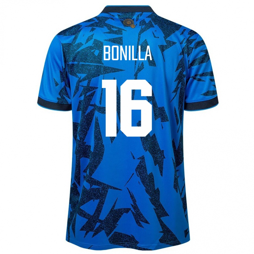 キッズフットボールエルサルバドルElmer Bonilla#16青ホームシャツ24-26ジャージーユニフォーム