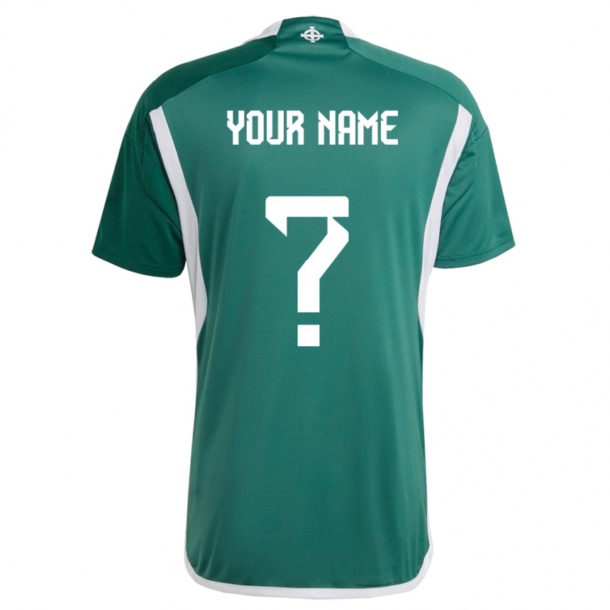 キッズフットボール北アイルランドあなたの名前#0緑ホームシャツ24-26ジャージーユニフォーム