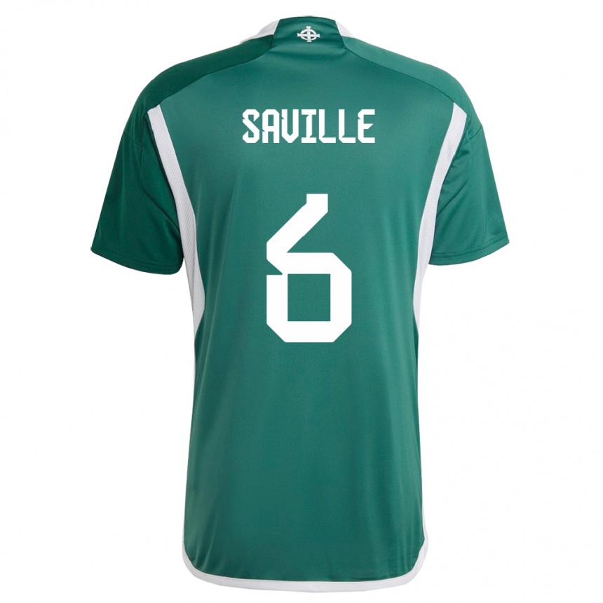 キッズフットボール北アイルランドジョージ・サヴィル#6緑ホームシャツ24-26ジャージーユニフォーム