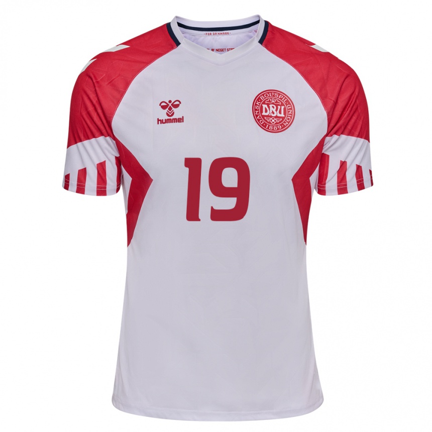 キッズフットボールデンマークアレクサンダー・リング#19白アウェイシャツ24-26ジャージーユニフォーム