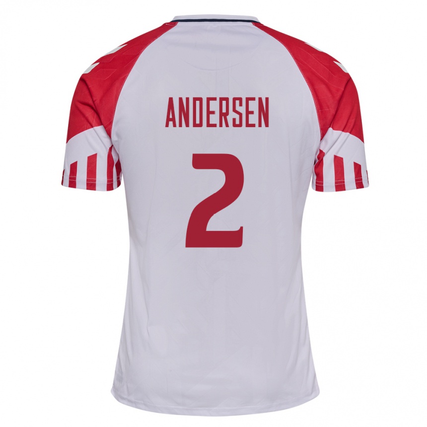 キッズフットボールデンマークヨアキム・アンデルセン#2白アウェイシャツ24-26ジャージーユニフォーム