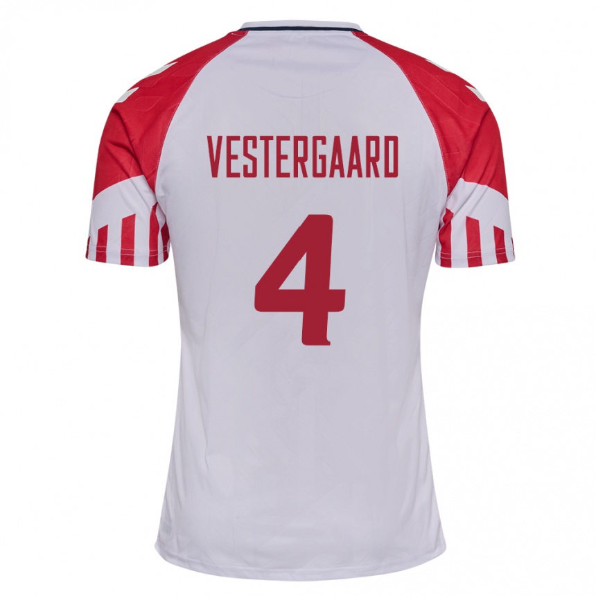 キッズフットボールデンマークヤニク・ヴェスターゴーア#4白アウェイシャツ24-26ジャージーユニフォーム