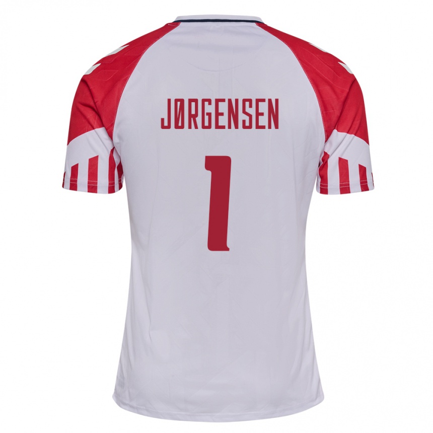 キッズフットボールデンマークフィリップ・ヨルゲンセン#1白アウェイシャツ24-26ジャージーユニフォーム
