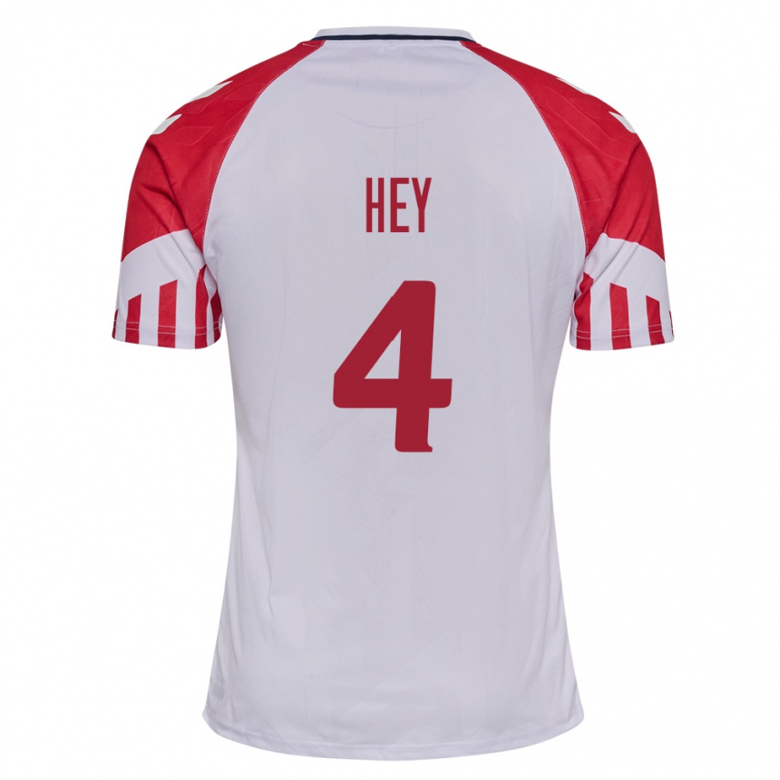 キッズフットボールデンマークルーカス・ヘイ#4白アウェイシャツ24-26ジャージーユニフォーム