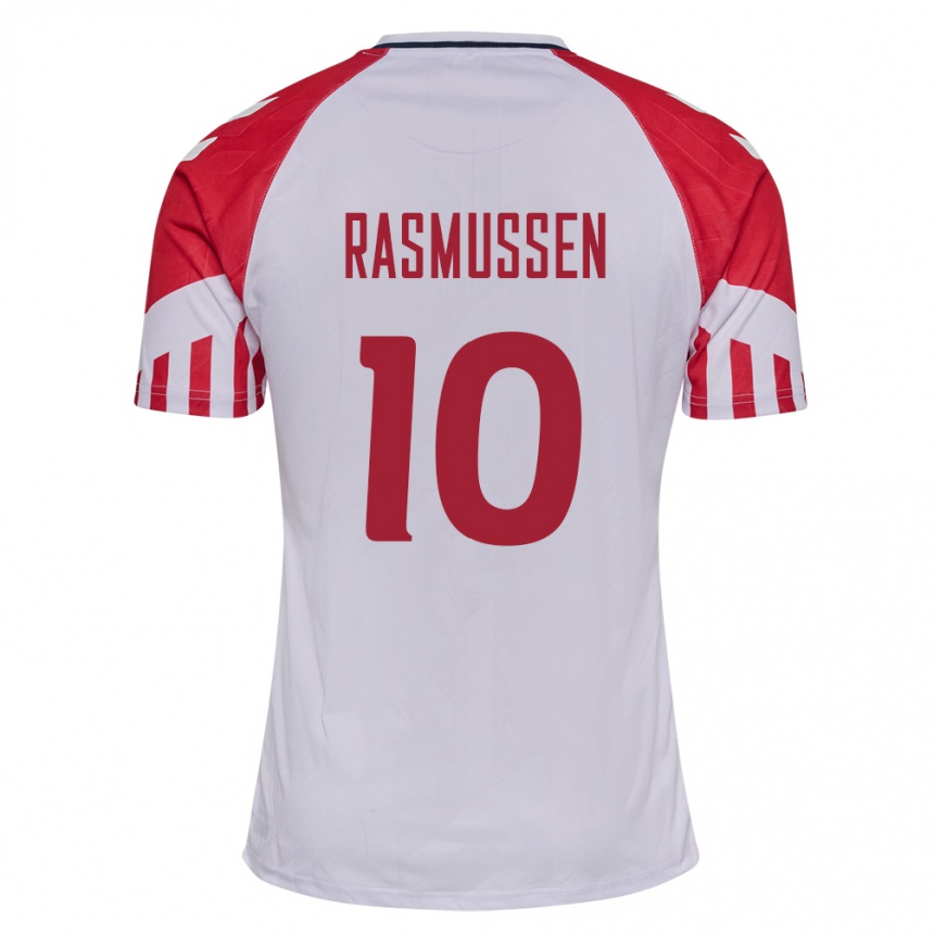 キッズフットボールデンマーククリスチャン・ラスムッセン#10白アウェイシャツ24-26ジャージーユニフォーム