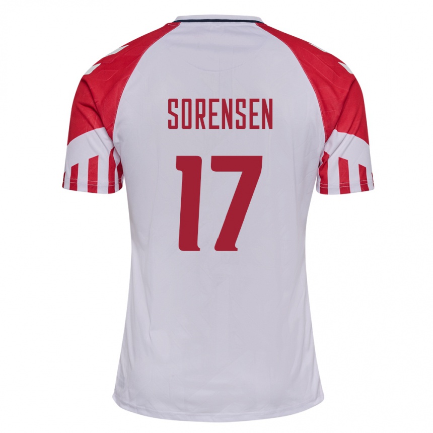 キッズフットボールデンマークオリバー・ソレンセン・ジェンセン#17白アウェイシャツ24-26ジャージーユニフォーム