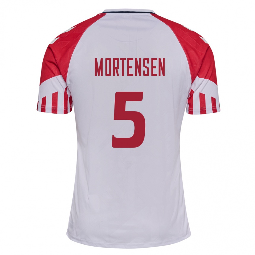 キッズフットボールデンマークグスタフ・モーテンセン#5白アウェイシャツ24-26ジャージーユニフォーム
