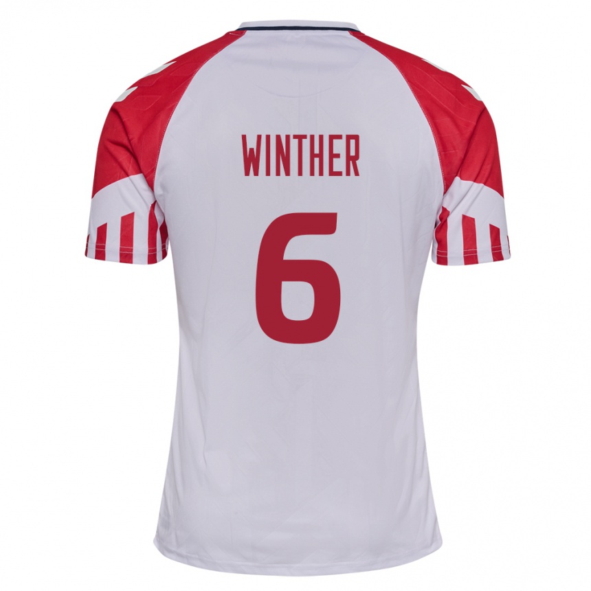 キッズフットボールデンマークキャスパー・ウィンテル#6白アウェイシャツ24-26ジャージーユニフォーム