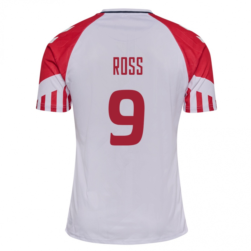 キッズフットボールデンマークオリバー・ロス#9白アウェイシャツ24-26ジャージーユニフォーム