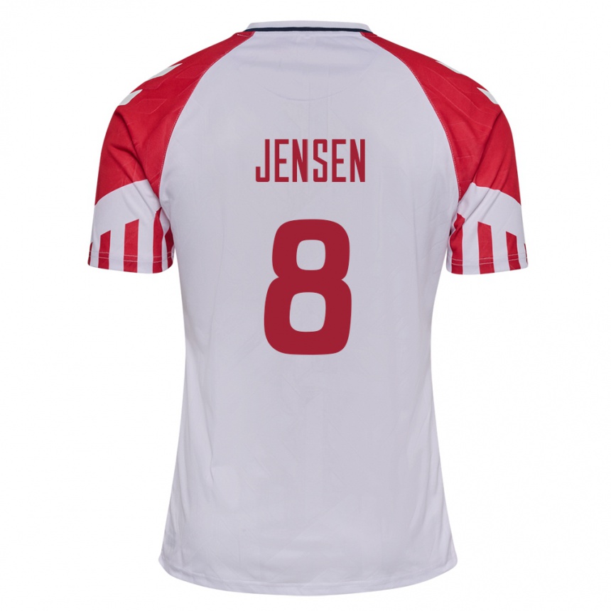 キッズフットボールデンマークトビアス・ランド・ジェンセン#8白アウェイシャツ24-26ジャージーユニフォーム