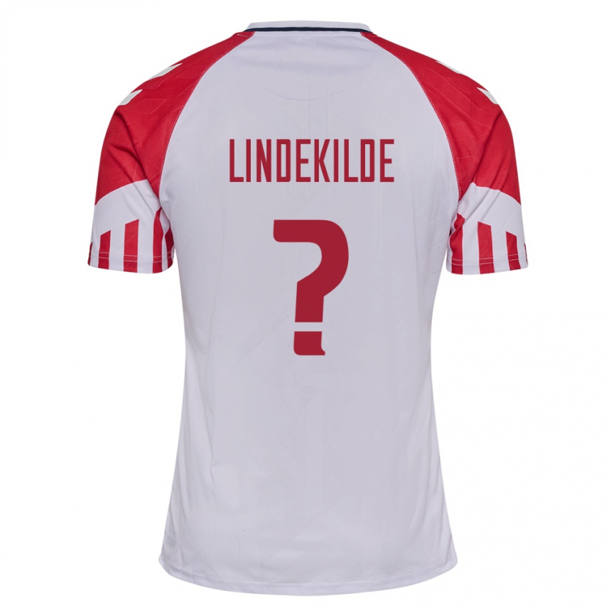 キッズフットボールデンマークジョナタン・リンデキルデ#0白アウェイシャツ24-26ジャージーユニフォーム