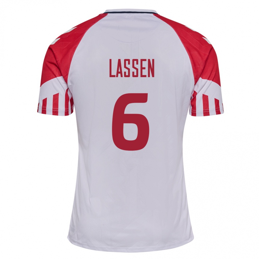 キッズフットボールデンマークノア・ラッセン#6白アウェイシャツ24-26ジャージーユニフォーム