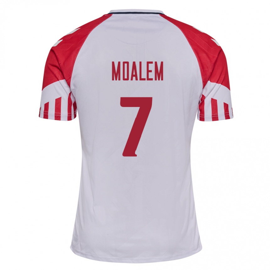 キッズフットボールデンマークジョナサン・モアレム#7白アウェイシャツ24-26ジャージーユニフォーム