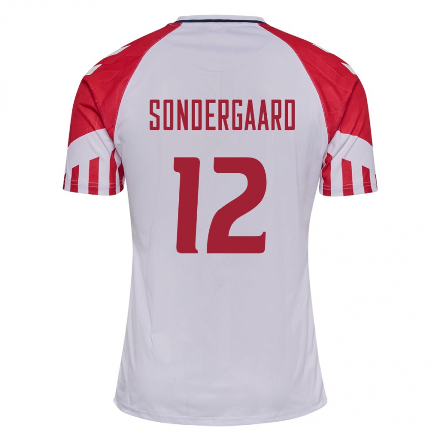 キッズフットボールデンマークフィリップ・ソンダーガード#12白アウェイシャツ24-26ジャージーユニフォーム