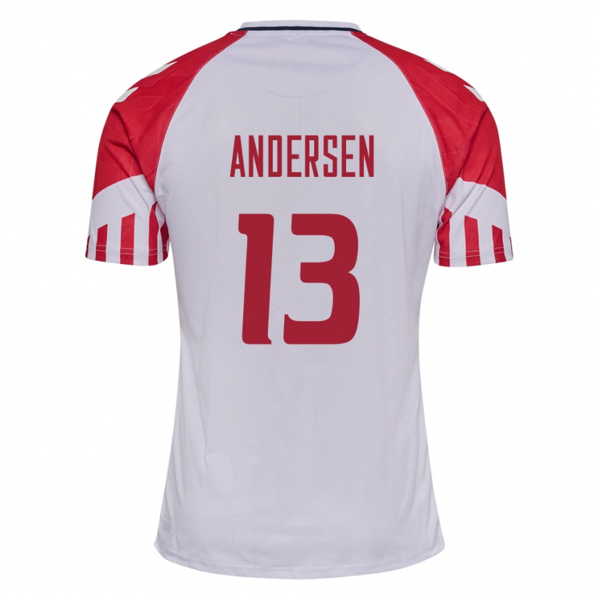 キッズフットボールデンマークフレジ・アンデルセン#13白アウェイシャツ24-26ジャージーユニフォーム