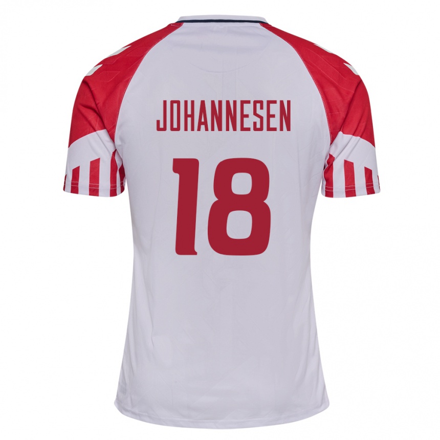 キッズフットボールデンマークソフス・ヨハネセン#18白アウェイシャツ24-26ジャージーユニフォーム