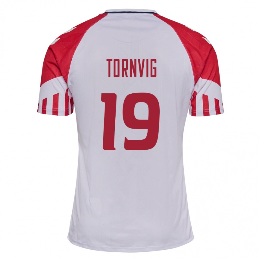 キッズフットボールデンマークニコライ・トーンヴィグ#19白アウェイシャツ24-26ジャージーユニフォーム