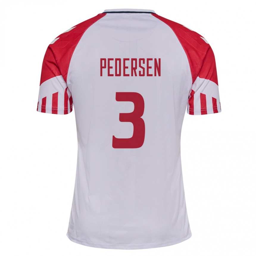キッズフットボールデンマークスタイン・バリセイジャー・ペダーセン#3白アウェイシャツ24-26ジャージーユニフォーム