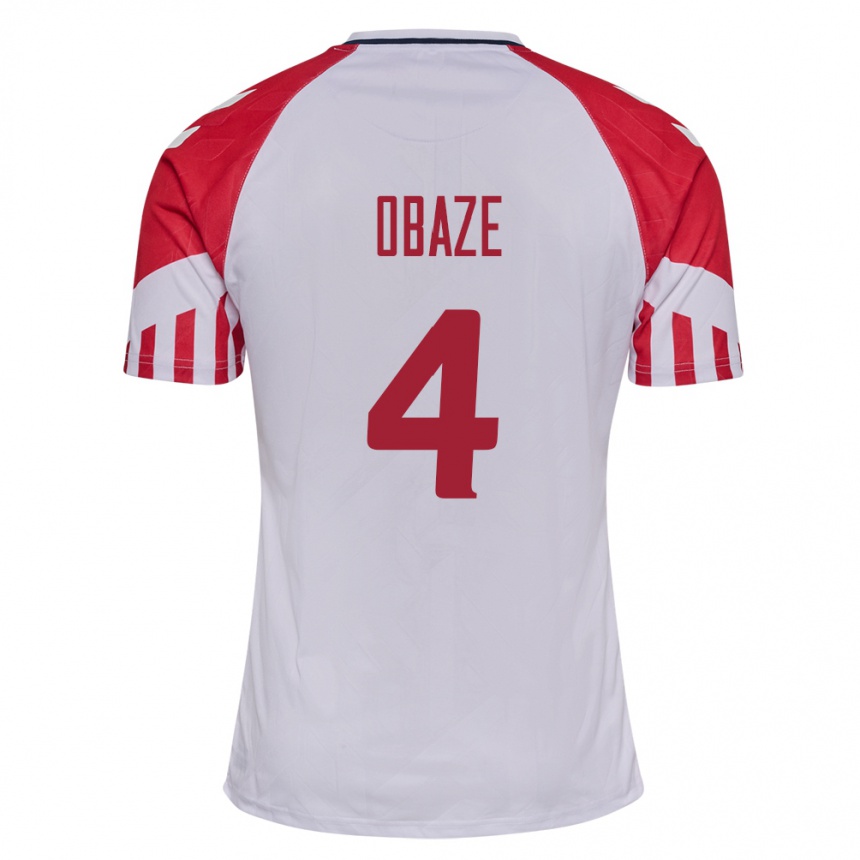 キッズフットボールデンマークイザベラ・オバゼ#4白アウェイシャツ24-26ジャージーユニフォーム