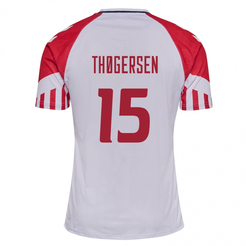 キッズフットボールデンマークフレデリッケ・トーゲルセン#15白アウェイシャツ24-26ジャージーユニフォーム